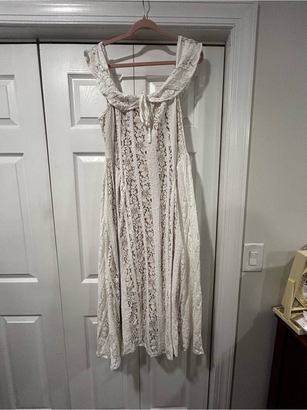 Women's Cream Lace Off the Shoulder Dress - Cider